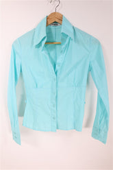 חולצה מכופתרת בטורקיז-XS-S